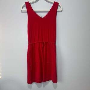 Soma Red V-Neck Sleeveless Knit Dress with Drawstring Waist, Sz S